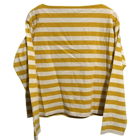 J. Crew Womens S Relaxed Fit Long Sleeve Boatneck T-shirt Yellow & White Stripe - Picture 3 of 6